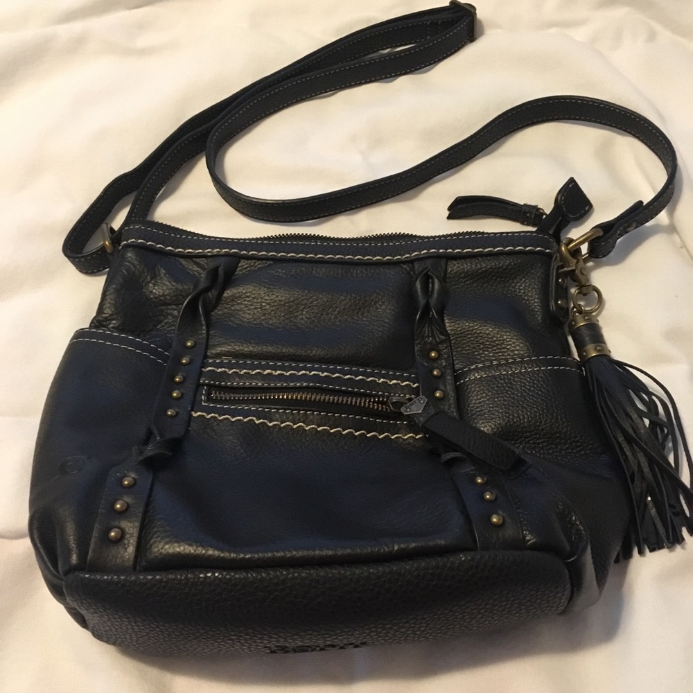 BORN black leather crossbody bag